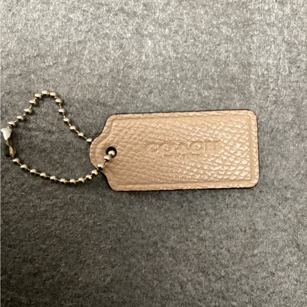 Coach Beige Leather Key Holder or Purse Charm 2”. 3014